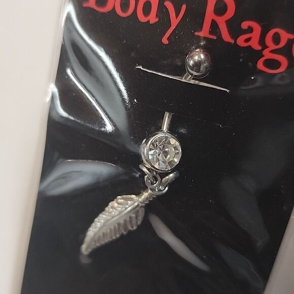 Spencer's Body Rage Feather Dangle Belly Button Ring 14 Gauge 316L New - Picture 2 of 3